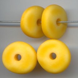 YELLOW MATTE WASH 19.5MM WAVY SPACER BEADS - Lot of 12