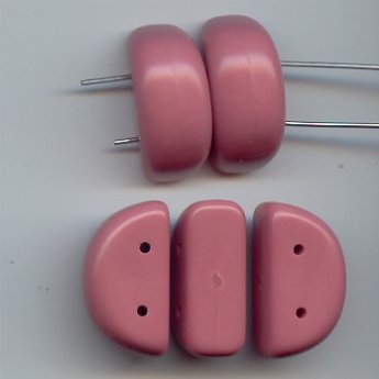 DUSTY ROSE 14x25MM 2-HOLE CRESCENT SPACER BEADS - Lot of 12