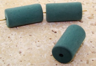 GREEN MATTE 23X12MM BARREL BEADS - Lot of 12
