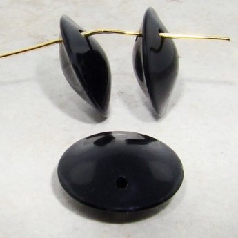 BLACK 21MM ROUND SMOOTH PENDANTS - Lot of 12