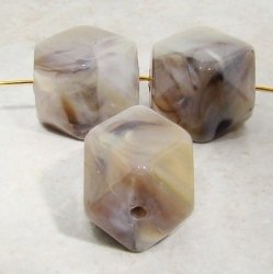GREY COPPER MARBLE 16X14MM FACETED BEADS - Lot of 12