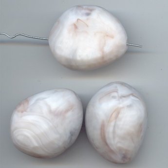 WHITE BROWN MARBLE MATTE 38X30MM ROCK NUGGET BEADS - Lot of 12