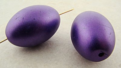 PURPLE METALLIC 35X24MM SMOOTH OVAL BEADS - Lot of 12