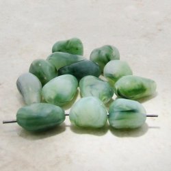 JADE MARBLE 13X9MM NUGGET BEADS - Lot of 12