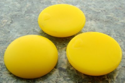 24mm. YELLOW MATTE ROUND CABOCHONS - Lot of 36