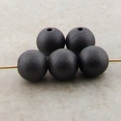 MATTE GUNMETAL 8MM TEXTURED ROUND BEADS - Lot of 12