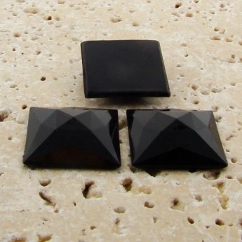 Jet Opaque Faceted - 20mm. Square Domed Cabochons - Lots of 144