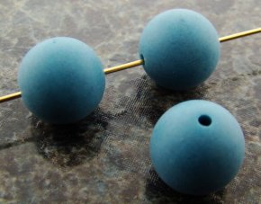 TEAL MATTE 14MM ROUND SMOOTH BEADS - Lot of 12
