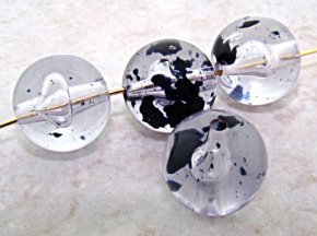 CRYSTAL BLACK INK 14MM ROUND SMOOTH BEADS - Lot of 12