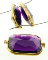 AMETHYST 25X18MM OCTAGON 2-LOOP BRASS CHANNELS - Lot of 72