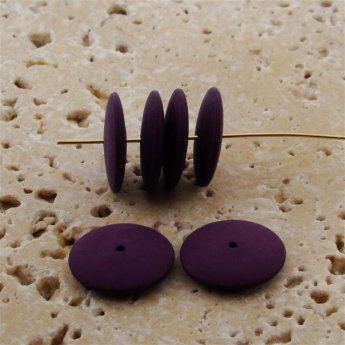 DARK PURPLE MATTE 16X4MM ROUND SPACER BEADS - Lot of 12