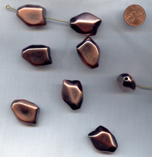 (image for) ANTIQUE COPPER 25x19mm. FACETED NUGGET BEADS - Lots of 12