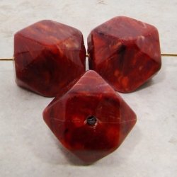 RUST MARBLE 20X17MM MULTI FACETED BEADS - Lot of 12