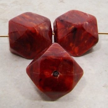 (image for) RUST MARBLE 20X17MM MULTI FACETED BEADS - Lot of 12