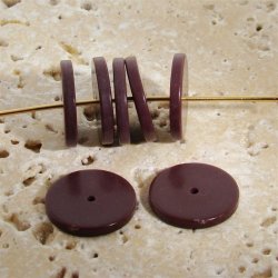 DARK BROWN 15X2MM FLAT ROUND SPACER BEADS - Lot of 12