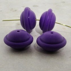 PLUM 22MM RIDGED SAUCER SPACER BEADS - Lot of 12