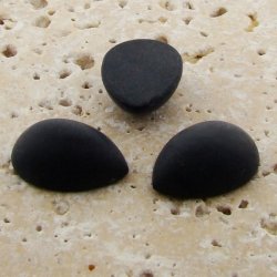 Jet Matte Frosted - 13x8.5mm. Pear Domed Cabochons - Lots of 144