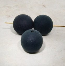 BLACK MATTE 16MM SMOOTH ROUND BEADS - Lot of 12
