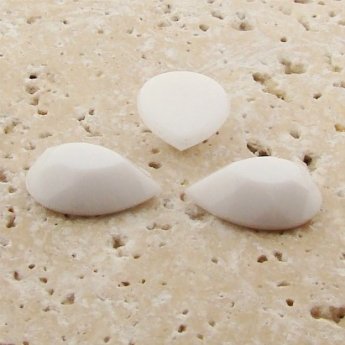 White Opaque Faceted - 13x8.5mm. Pear Cabochons - Lots of 144