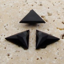 Jet Opaque Faceted - 18x18mm. Triangle Cabochons - Lots of 144