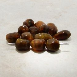 BROWN MARBLE 13X9MM NUGGET BEADS - Lot of 12
