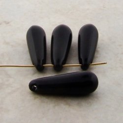 JET 20X7MM SMOOTH PEARSHAPE PENDANTS - Lot of 12