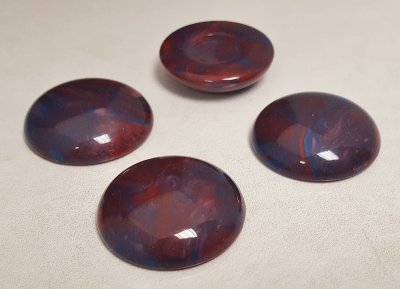 28mm. PURPLE BLUE MARBLE SHINY ROUND CABOCHONS - Lots of 36