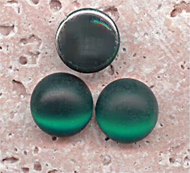 (image for) Emerald Matte Frosted - 15mm Round Domed Cabochons - Lots of 144