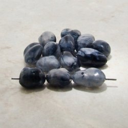 JET MARBLE 13X9MM NUGGET BEADS - Lot of 12