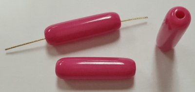 PINK 21x6mm. SMOOTH TUBE BEADS - Lots of 12