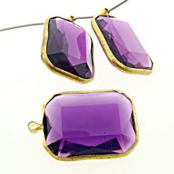 AMETHYST 25X18MM OCTAGON 1-LOOP BRASS CHANNELS - Lot of 72