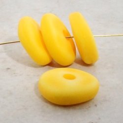 MATT YELLOW 19.5MM BAROQUE DISC SPACER BEADS - Lot of 12