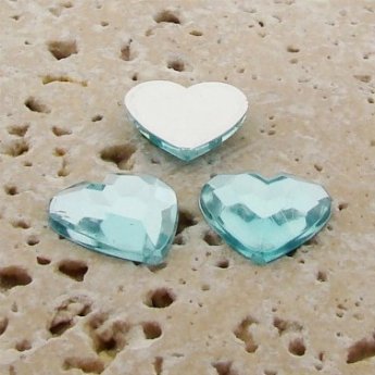 Aqua Jewel Faceted - 15mm. Heart Domed Cabochons - Lots of 144