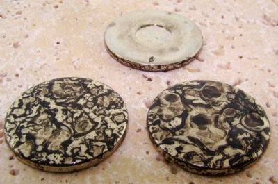35mm. SILVER BLACK WATERSPOT ROUND CABOCHONS - Lot of 36