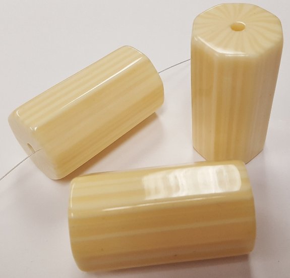 (image for) IVORY STRIPED 48x28mm. OCTAGON SMOOTH TUBE BEADS - Lots of 12