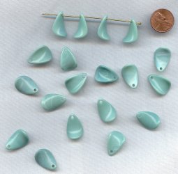 LIGHT BLUE TURQUOISE - 20x13mm FLOWER PEDAL PENDANTS - Lot of 12