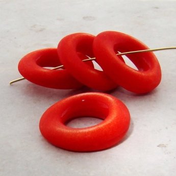 MATTE ORANGE WASHED 29X27MM BAROQUE ROUND RINGS - Lot of 12