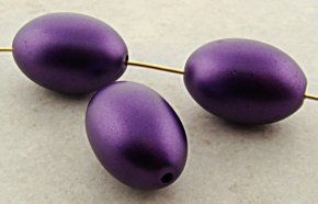 PURPLE METALLIC 23X15MM SMOOTH OVAL BEADS - Lot of 12