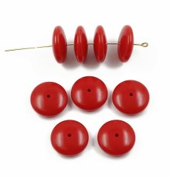 RED 8X20MM SPACER DISC BEADS - Lot of 12