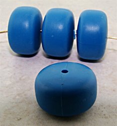 BLUE MATTE 18X11MM ROUND DONUT BEADS - Lot of 12