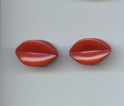 RUST 29X18 FLUTED OVAL BEADS - Lot of 12