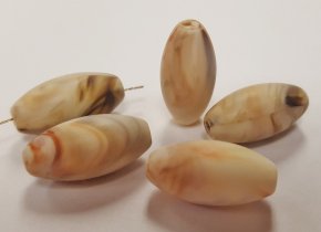 BEIGE MARBLE MATTE 18x9mm. OVAL SMOOTH BEADS - Lots of 12