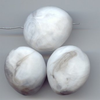 WHITE GREY MARBLE MATTE 35X30MM ROCK NUGGET BEADS - Lot of 12