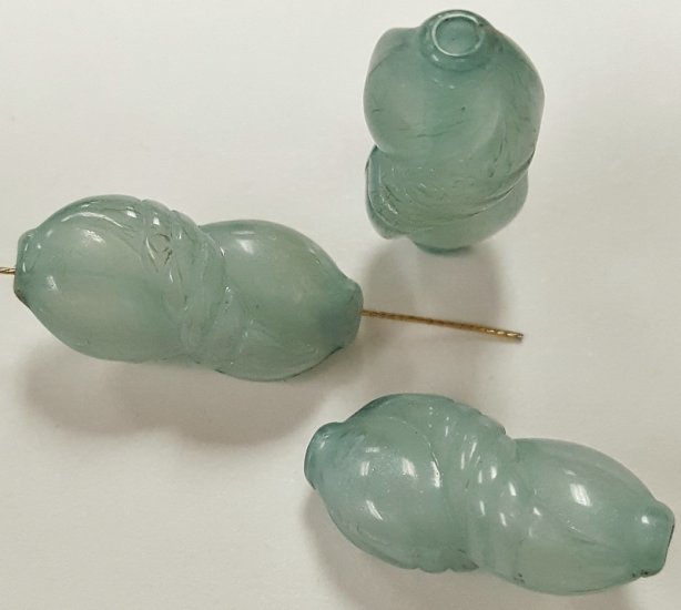 (image for) JADE PEARLIZED 20X9mm. UNIQUE TWISTED OVAL BEADS - Lots of 12