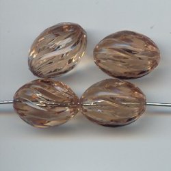 LT SMOKE TOPAZ 18X13MM OVAL TWIST BEADS - Lot of 12