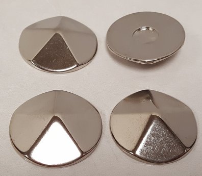 38mm. SILVER POINTED DOME ROUND FACETED CABOCHONS - Lots of 36