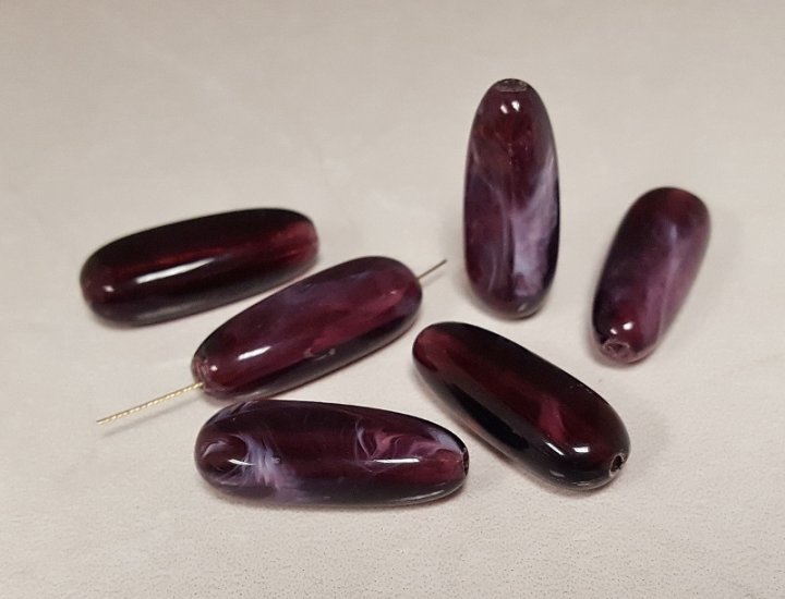 (image for) AMETHYST MARBLE 24x10mm. FLAT TEARDROP BEADS - Lots of 12