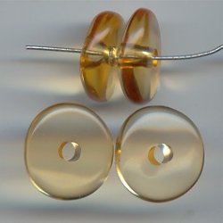 YELLOW TOPAZ 6X20MM WAVY SPACER BEADS - Lot of 12