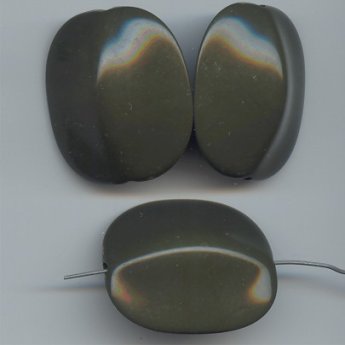 ARMY GREEN 35X30MM FLAT ROUNDED EDGE RECTANGLE BEADS - Lot of 12
