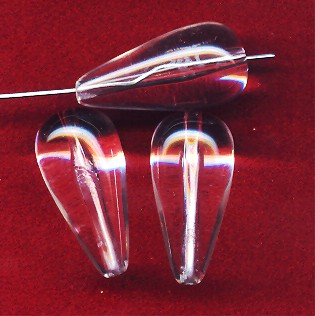 CRYSTAL 30X14MM SMOOTH TEAR DROP BEADS - Lot of 12